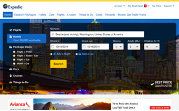 Expedia Homepage screenshot